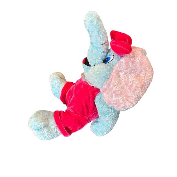TonyToy Plush Sitting Elephant Puli International Blue Pink Outfit Bow 12in - Picture 5 of 11